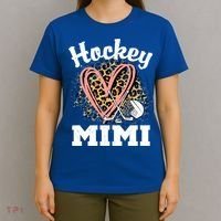 Hockey Mimi Leopard Heart Ice Hockey Grandma Great Gift T-Shirt thumb 4