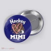 Hockey Mimi Leopard Heart Ice Hockey Grandma Great Gift Button thumb 0