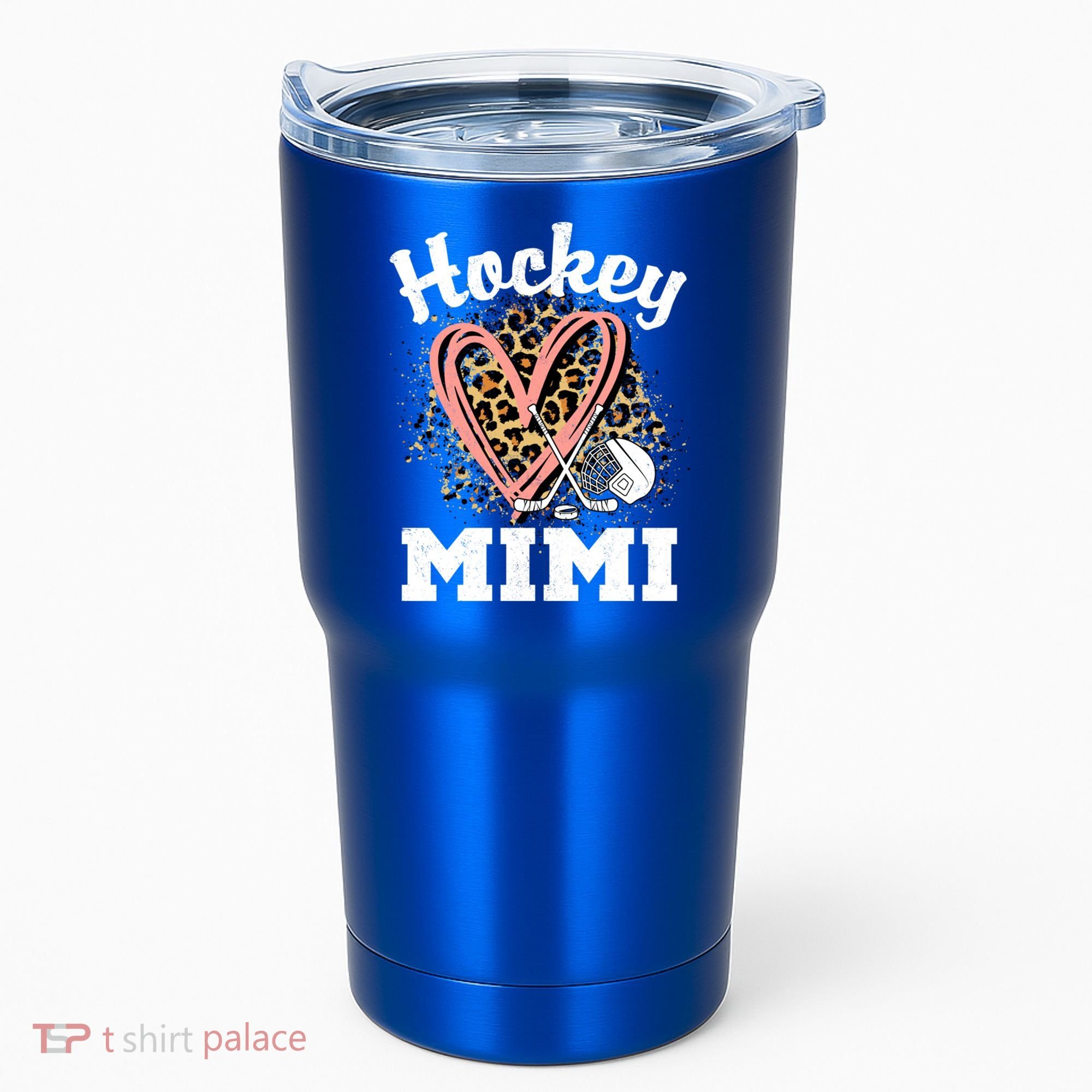Hockey Mimi Leopard Heart Ice Hockey Grandma Great Gift Tumbler