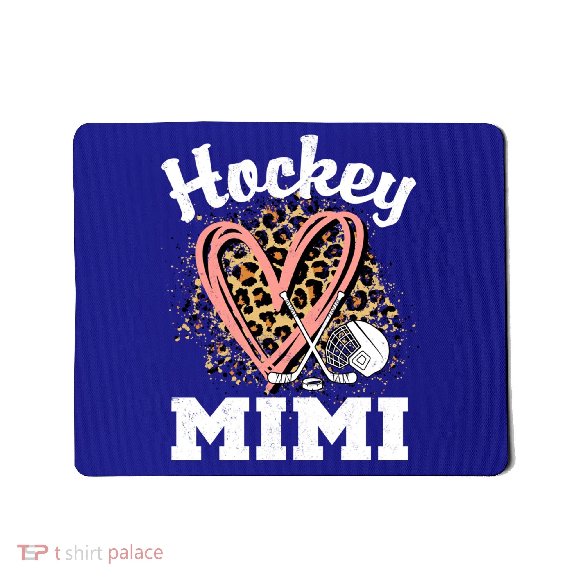 Hockey Mimi Leopard Heart Ice Hockey Grandma Great Gift Mousepad