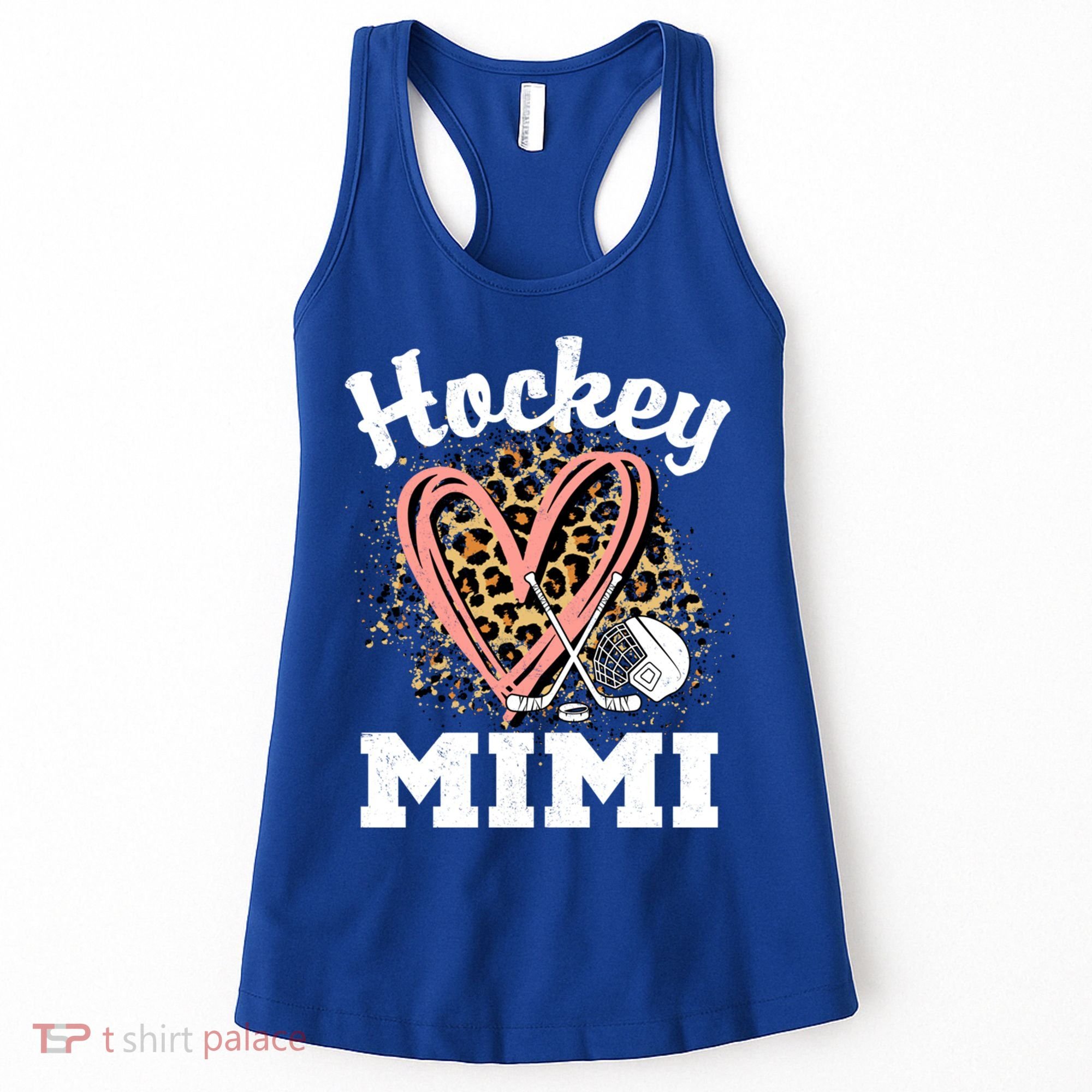Hockey Mimi Leopard Heart Ice Hockey Grandma Great Gift Women's Tank Top