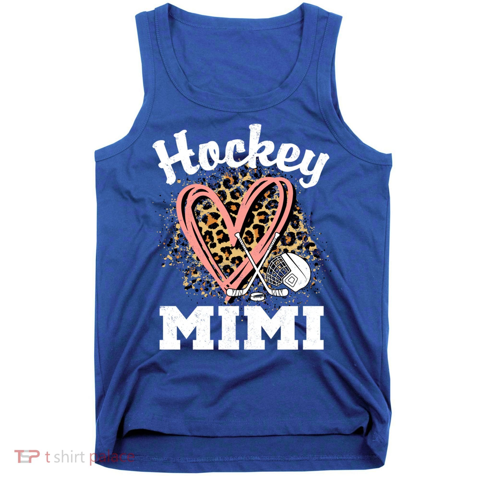 Hockey Mimi Leopard Heart Ice Hockey Grandma Great Gift Tank Top