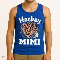 Hockey Mimi Leopard Heart Ice Hockey Grandma Great Gift Tank Top thumb 3