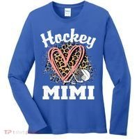 Hockey Mimi Leopard Heart Ice Hockey Grandma Great Gift Women's Long Sleeve Shirt thumb 0