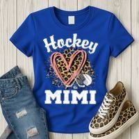 Hockey Mimi Leopard Heart Ice Hockey Grandma Great Gift Women's T-Shirt thumb 3