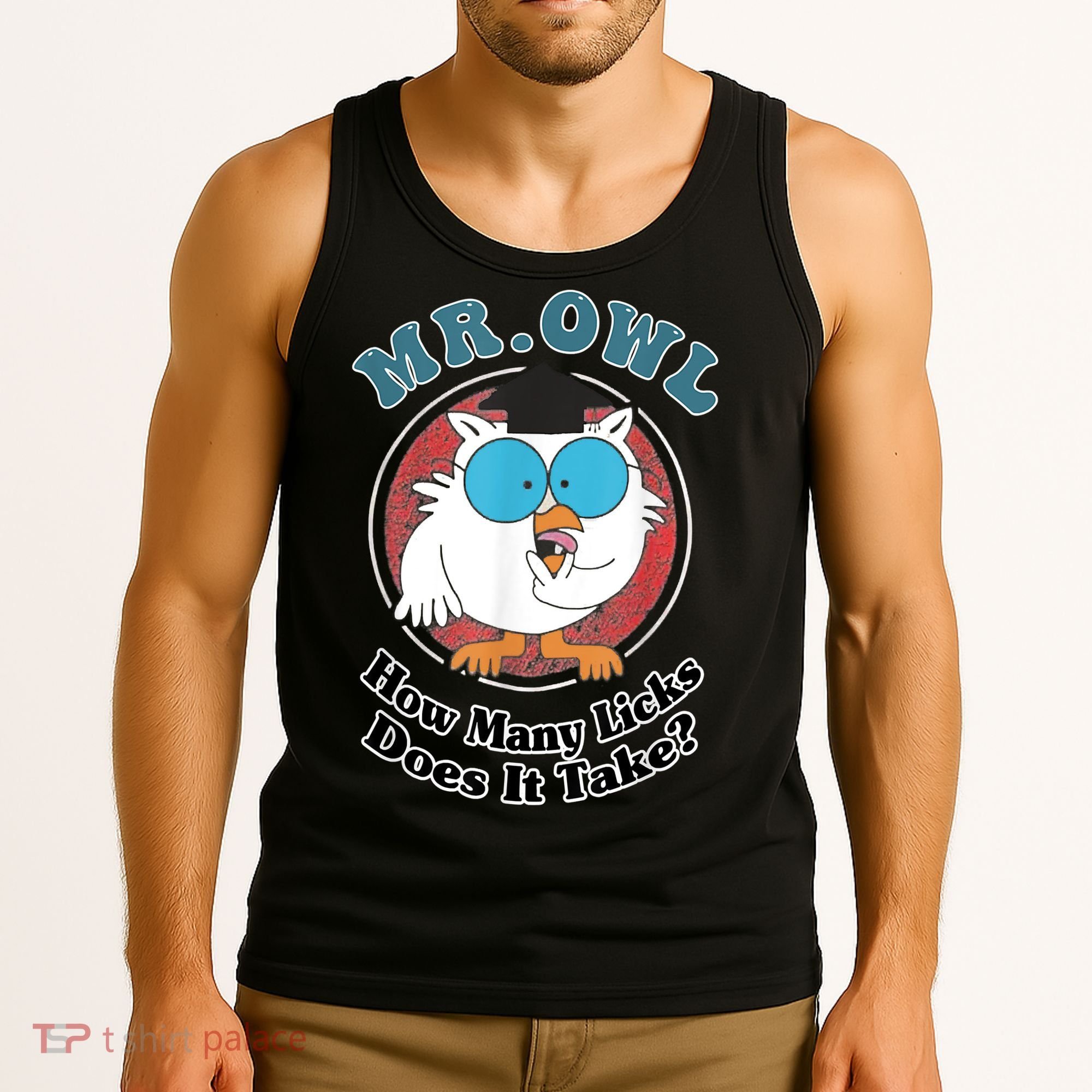 How Many Licks Does It Take Funny Owl Sarcastic Tank Top