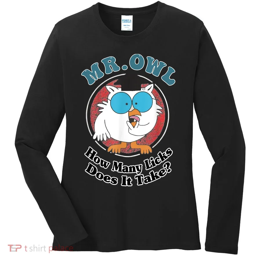 How Many Licks Does It Take Funny Owl Sarcastic Women's Long Sleeve Shirt