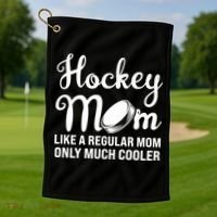 Hockey Mom Like A Regular Mom Only Much Cooler Hockey Player Gift Golf Towel thumb 1