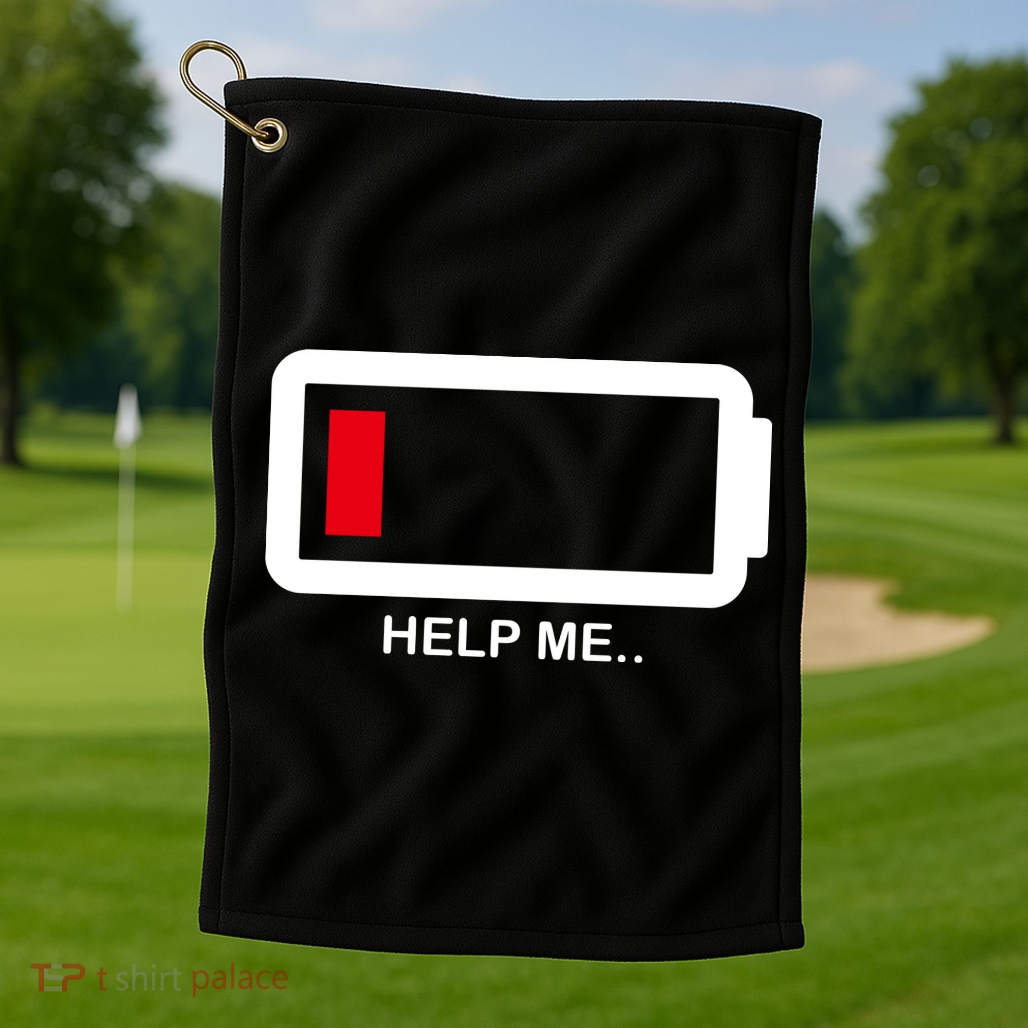 Help Me Low Battery Golf Towel