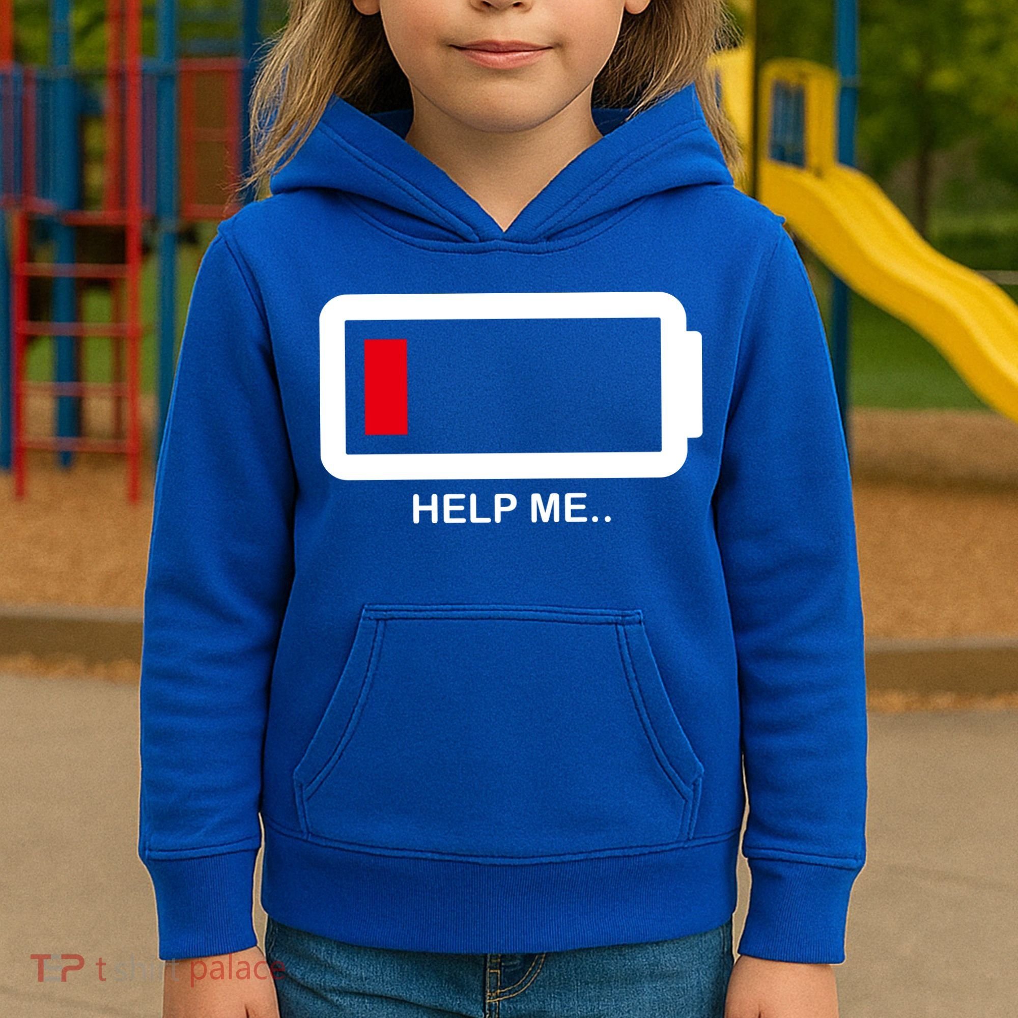 Help Me Low Battery Kids Hoodie