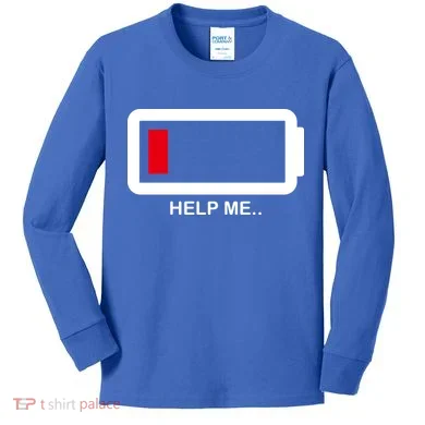Help Me Low Battery Kids Long Sleeve Shirt