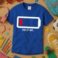 Help Me Low Battery Kids T-Shirt thumb 3
