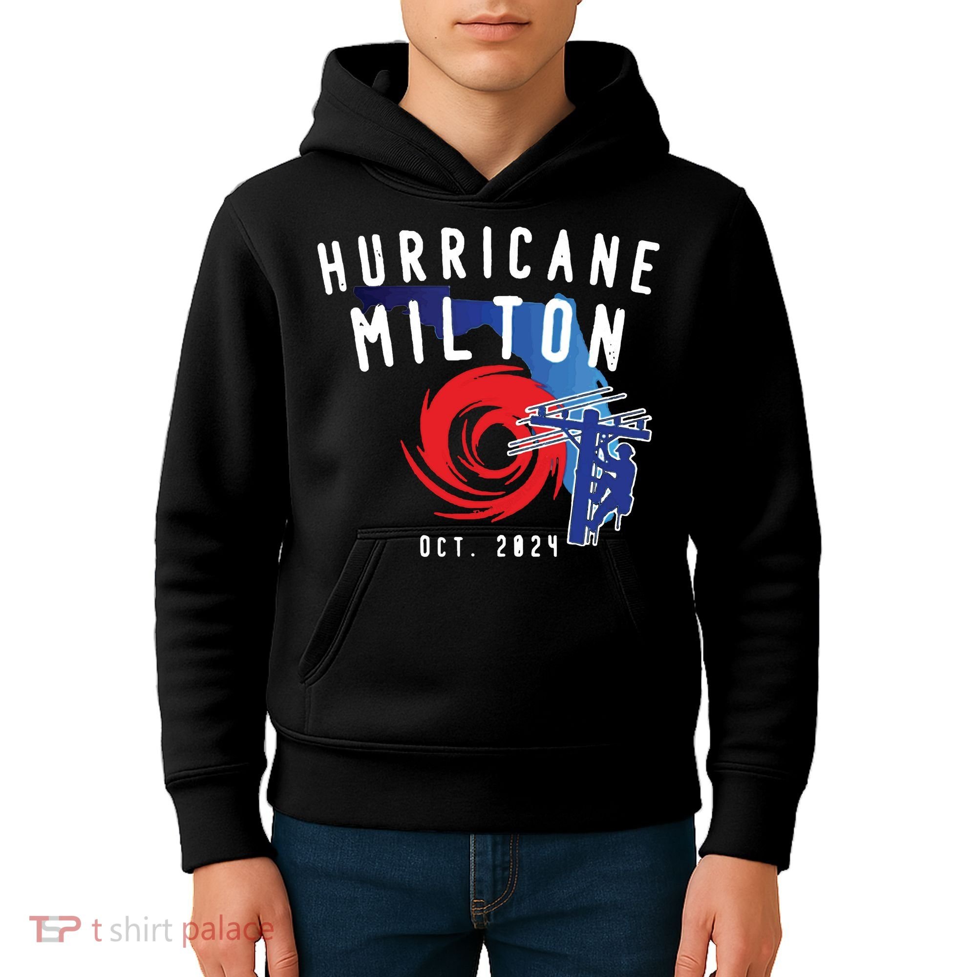 Hurricane Milton Lineman Storm  American Lineman Journeyman Kids Hoodie