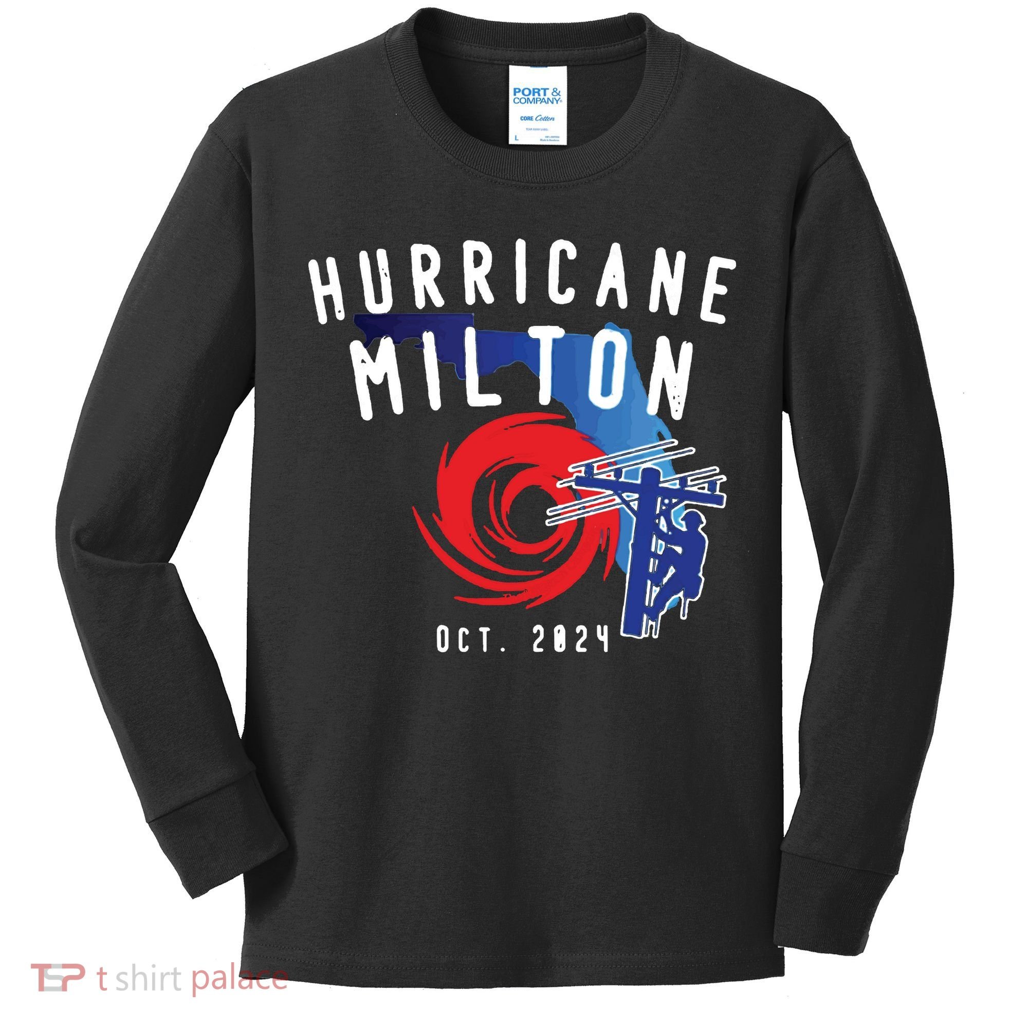 Hurricane Milton Lineman Storm  American Lineman Journeyman Kids Long Sleeve Shirt