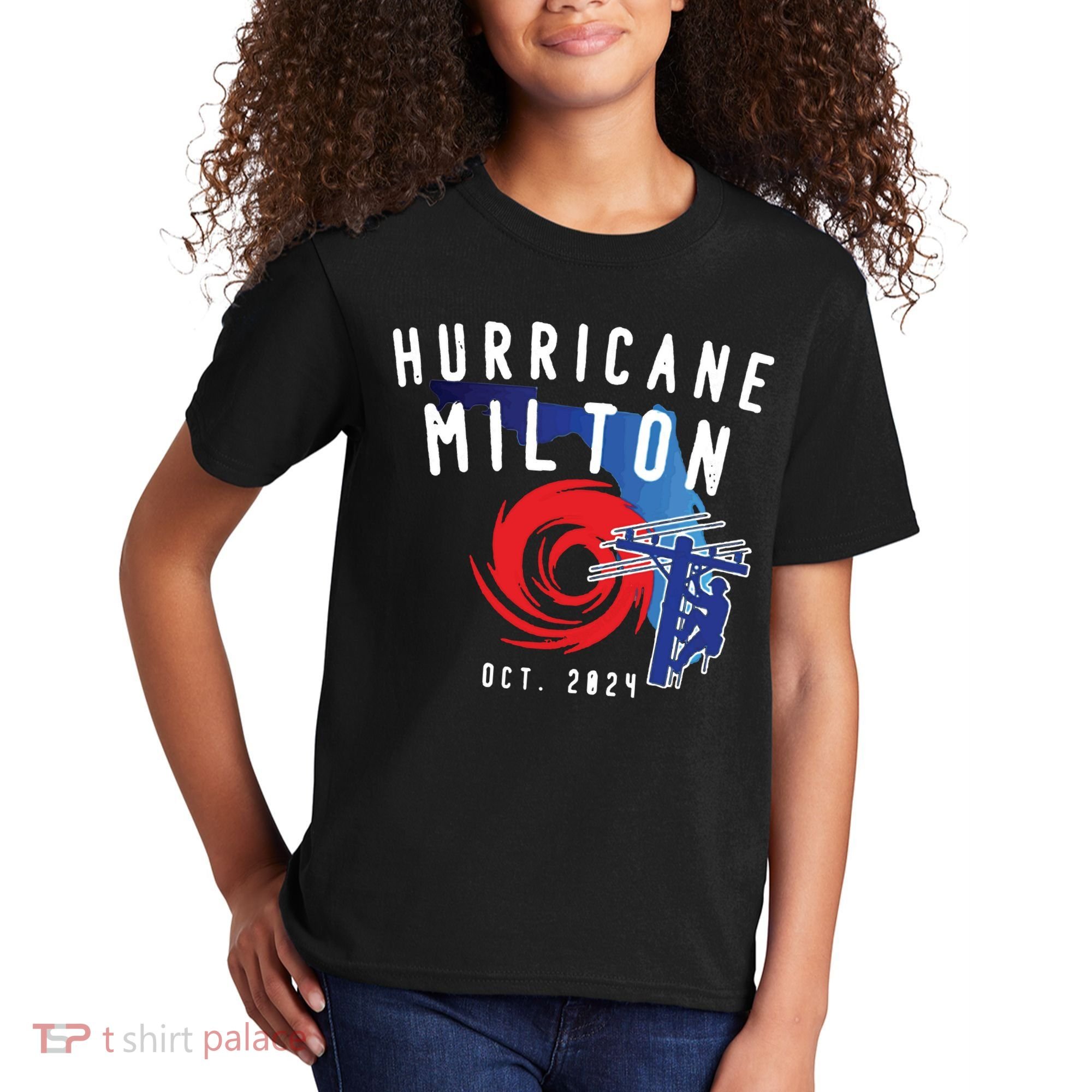 Hurricane Milton Lineman Storm  American Lineman Journeyman Kids T-Shirt