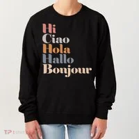 Hi Multiple Languages Hello Bonjour Ciao Hola Boho Women's Sweatshirt thumb 0