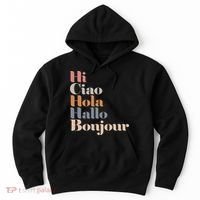 Hi Multiple Languages Hello Bonjour Ciao Hola Boho Hoodie thumb 0