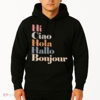 Hi Multiple Languages Hello Bonjour Ciao Hola Boho Hoodie thumb 2