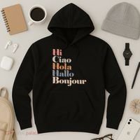 Hi Multiple Languages Hello Bonjour Ciao Hola Boho Hoodie thumb 3