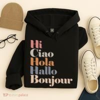 Hi Multiple Languages Hello Bonjour Ciao Hola Boho Hoodie thumb 4