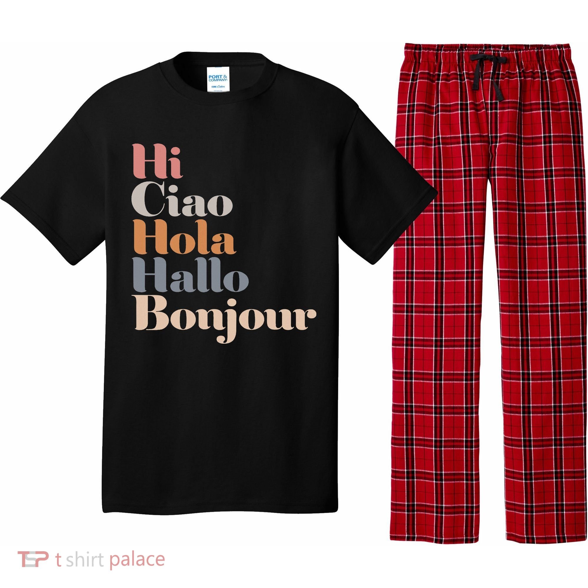 Hi Multiple Languages Hello Bonjour Ciao Hola Boho Pajama Set