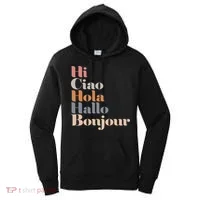 Hi Multiple Languages Hello Bonjour Ciao Hola Boho Women's Hoodie thumb 0
