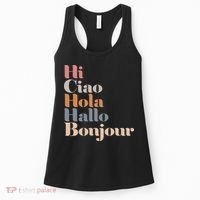 Hi Multiple Languages Hello Bonjour Ciao Hola Boho Women's Tank Top thumb 0