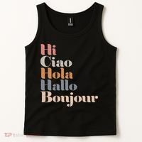 Hi Multiple Languages Hello Bonjour Ciao Hola Boho Tank Top thumb 2