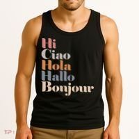 Hi Multiple Languages Hello Bonjour Ciao Hola Boho Tank Top thumb 3