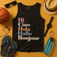 Hi Multiple Languages Hello Bonjour Ciao Hola Boho Tank Top thumb 4