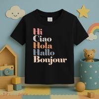 Hi Multiple Languages Hello Bonjour Ciao Hola Boho Toddler T-Shirt thumb 3