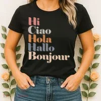 Hi Multiple Languages Hello Bonjour Ciao Hola Boho Women's T-Shirt thumb 2