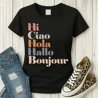 Hi Multiple Languages Hello Bonjour Ciao Hola Boho Women's T-Shirt thumb 3