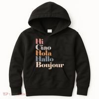 Hi Multiple Languages Hello Bonjour Ciao Hola Boho Kids Hoodie thumb 0