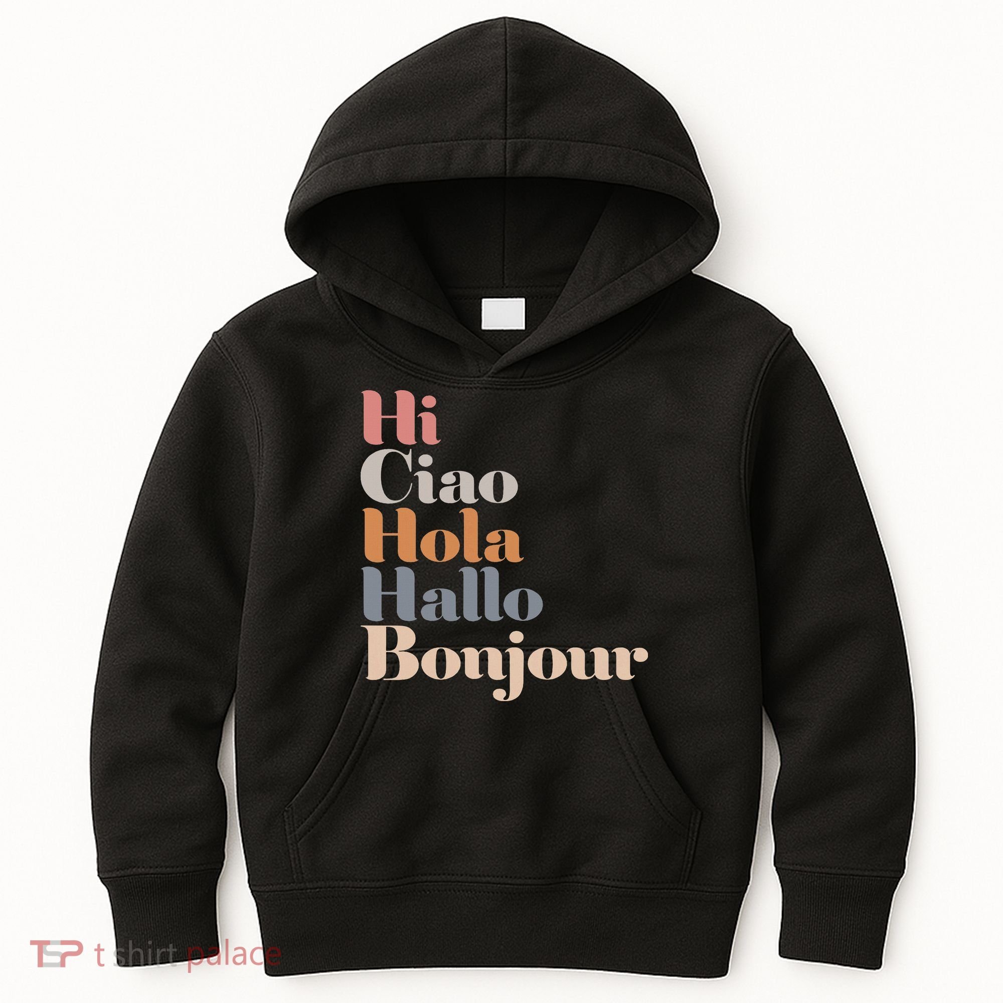 Hi Multiple Languages Hello Bonjour Ciao Hola Boho Kids Hoodie
