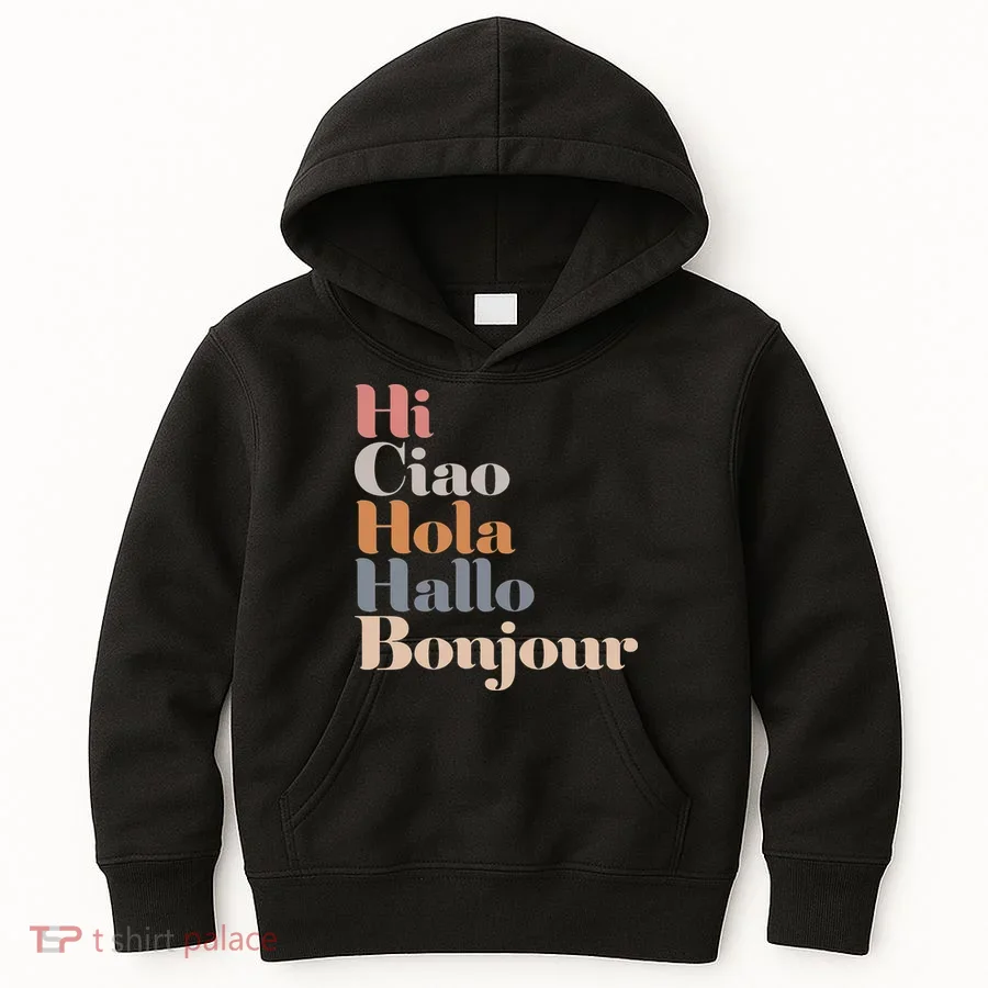 Hi Multiple Languages Hello Bonjour Ciao Hola Boho Kids Hoodie