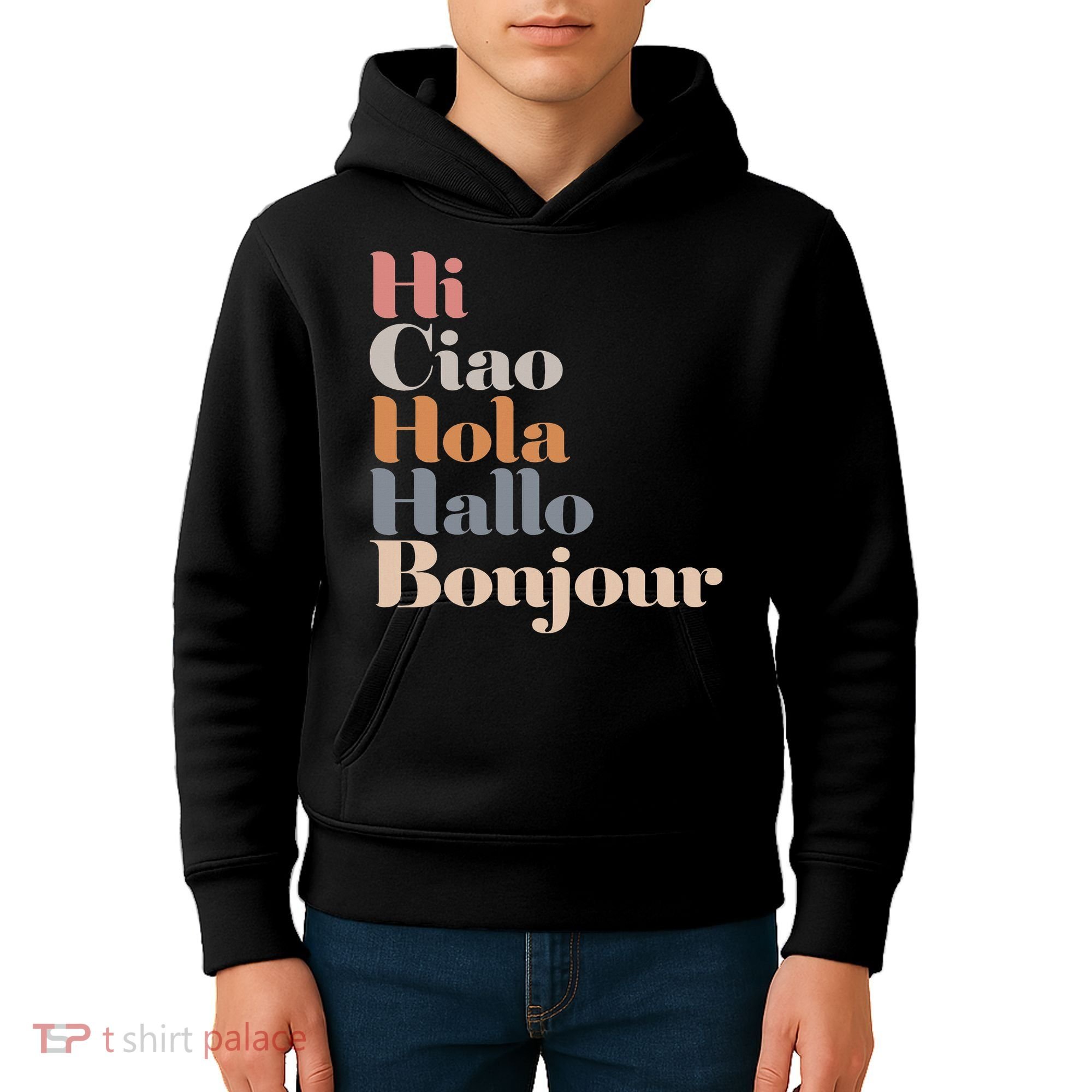 Hi Multiple Languages Hello Bonjour Ciao Hola Boho Kids Hoodie