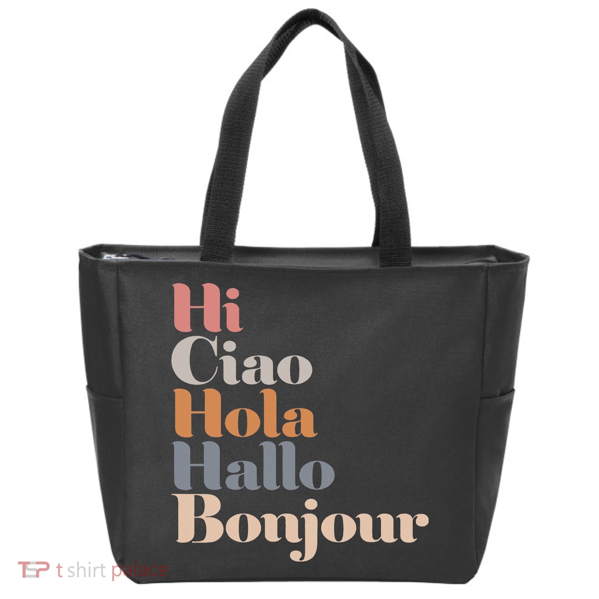 Hi Multiple Languages Hello Bonjour Ciao Hola Boho Tote Bag