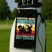 Hunter Mom Like Normal Mom But Cooler Retro Funny Hunting Gift Golf Towel thumb 2