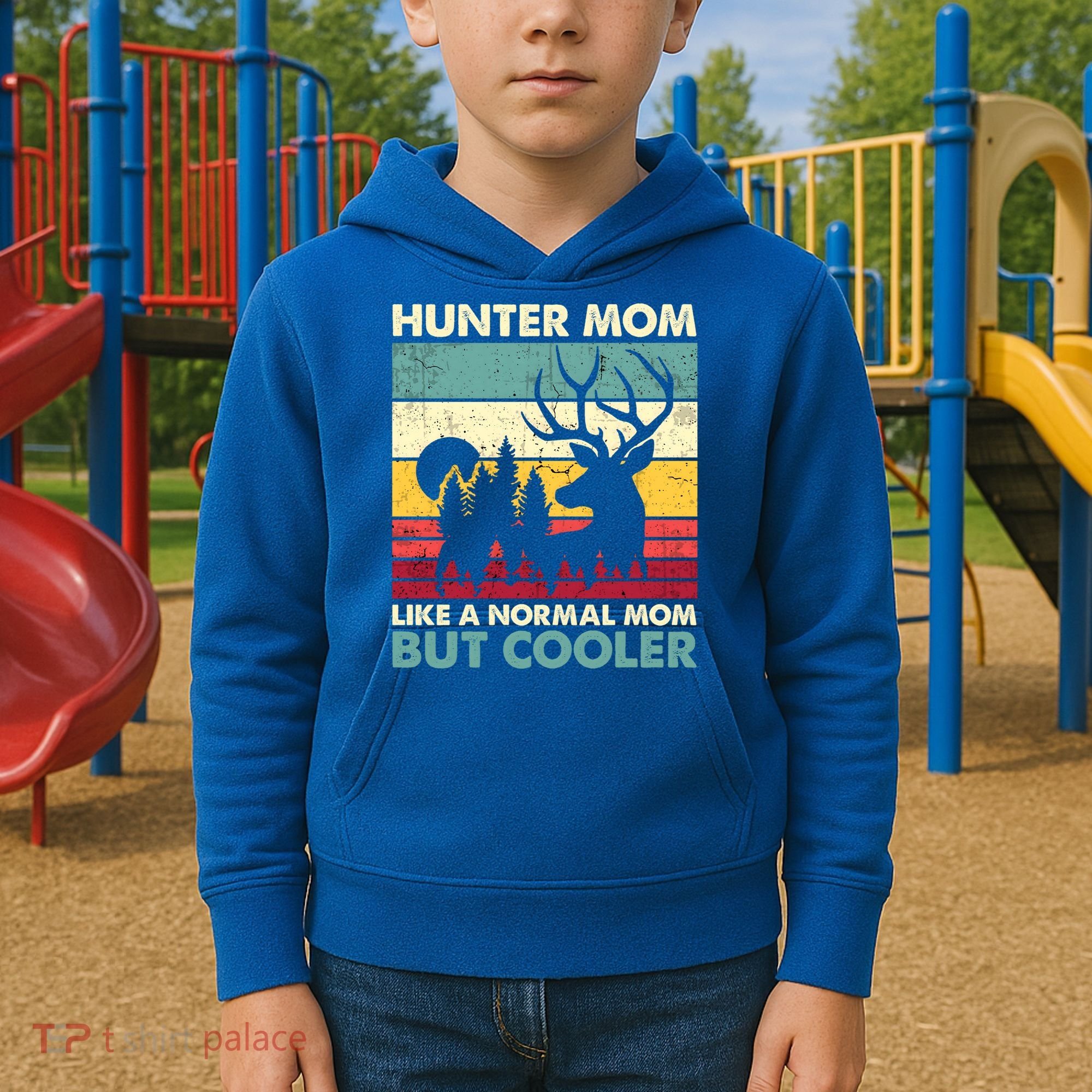 Hunter Mom Like Normal Mom But Cooler Retro Funny Hunting Gift Kids Hoodie