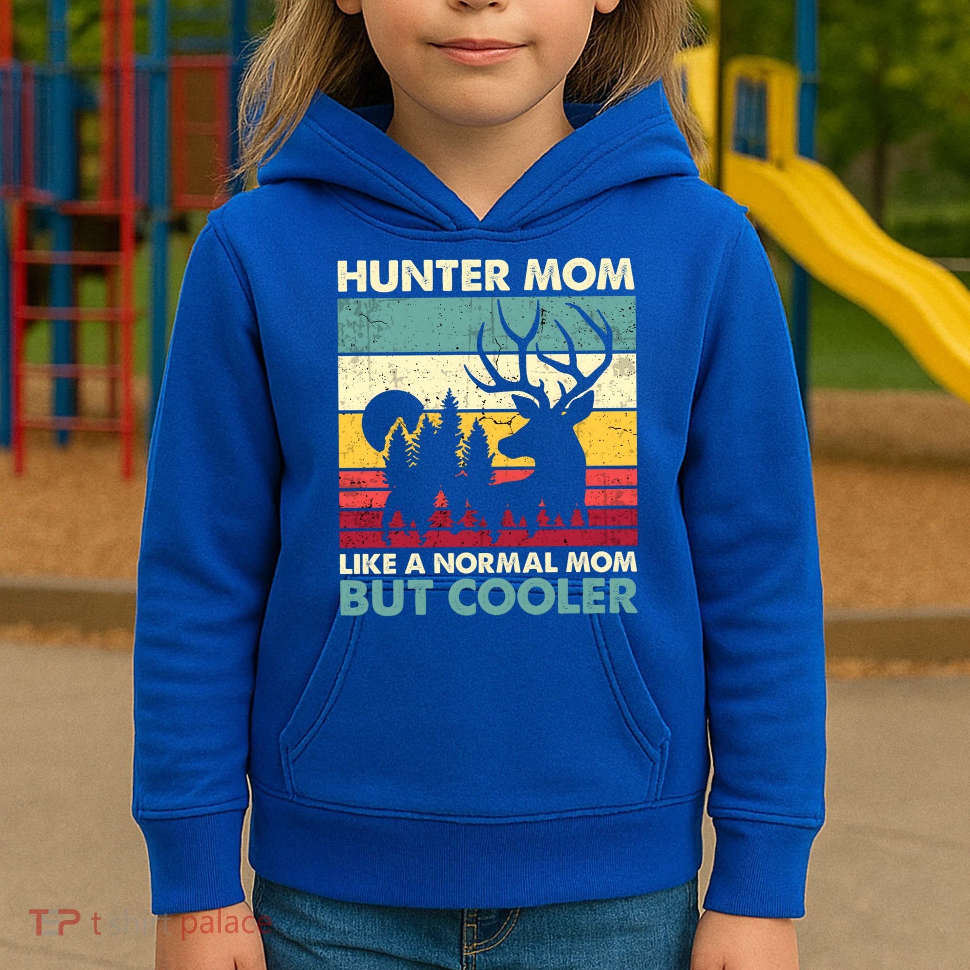 Hunter Mom Like Normal Mom But Cooler Retro Funny Hunting Gift Kids Hoodie