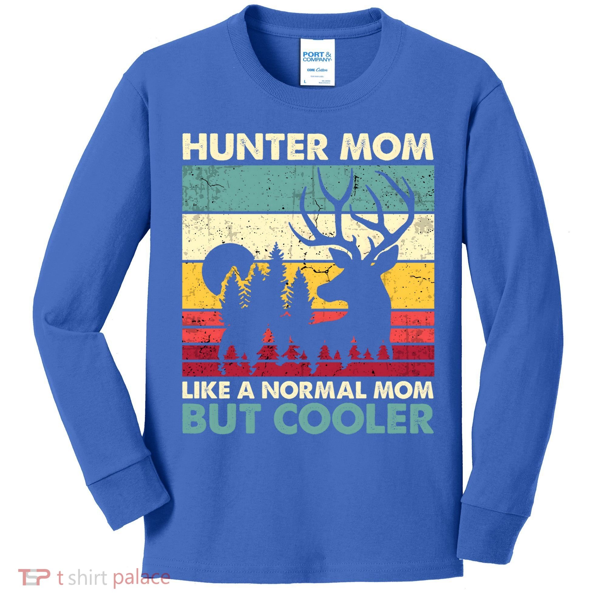 Hunter Mom Like Normal Mom But Cooler Retro Funny Hunting Gift Kids Long Sleeve Shirt