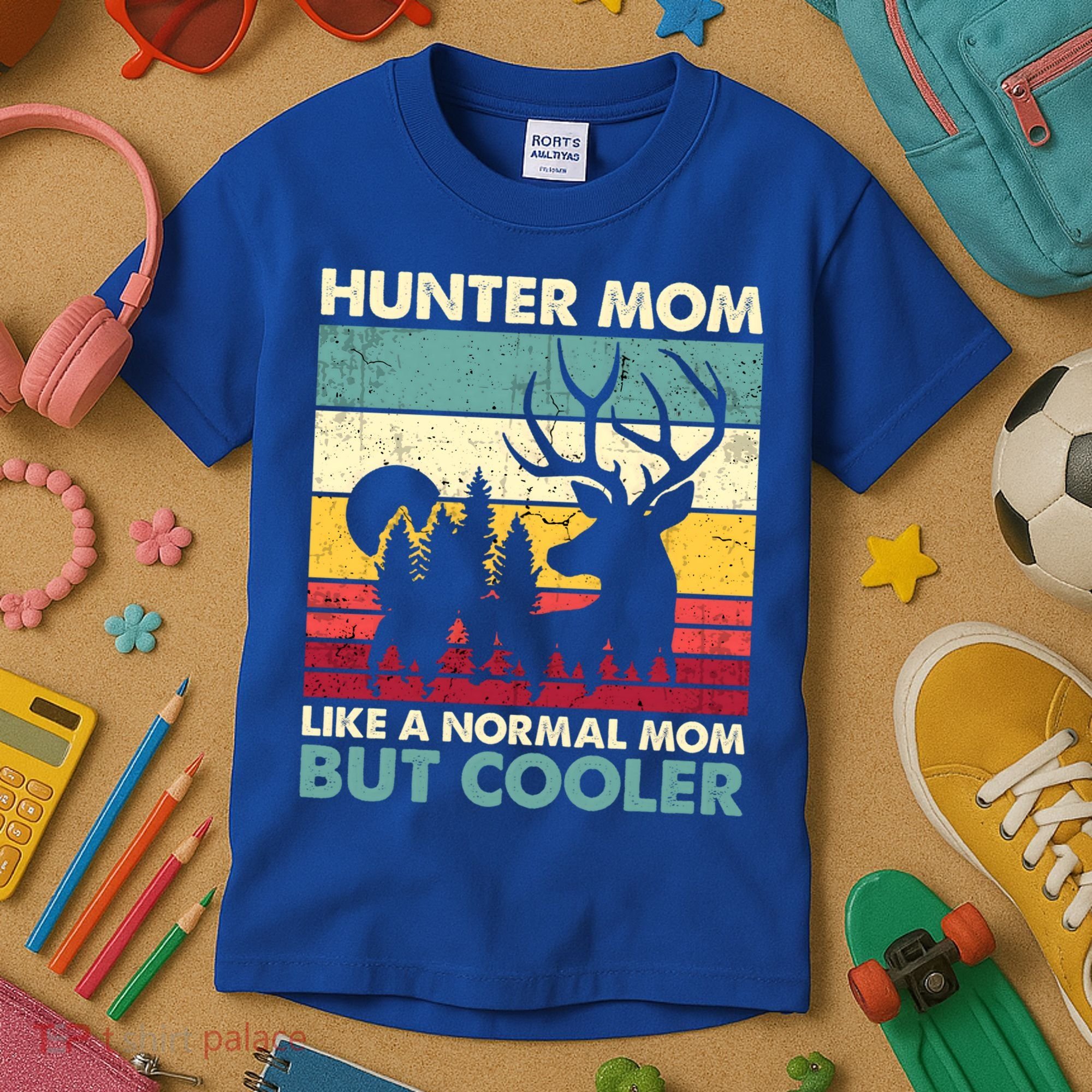 Hunter Mom Like Normal Mom But Cooler Retro Funny Hunting Gift Kids T-Shirt