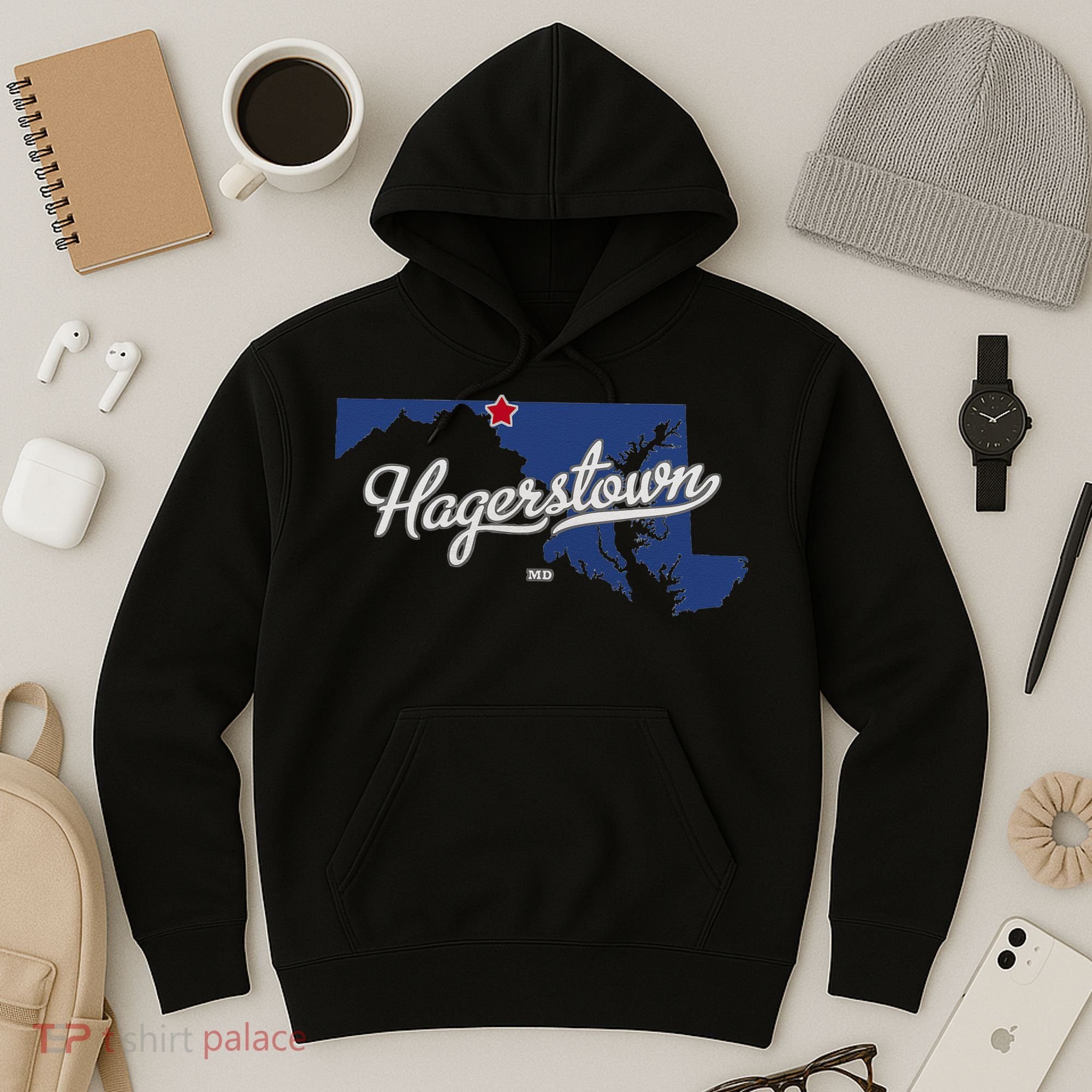 Hagerstown Maryland MD Map Hoodie