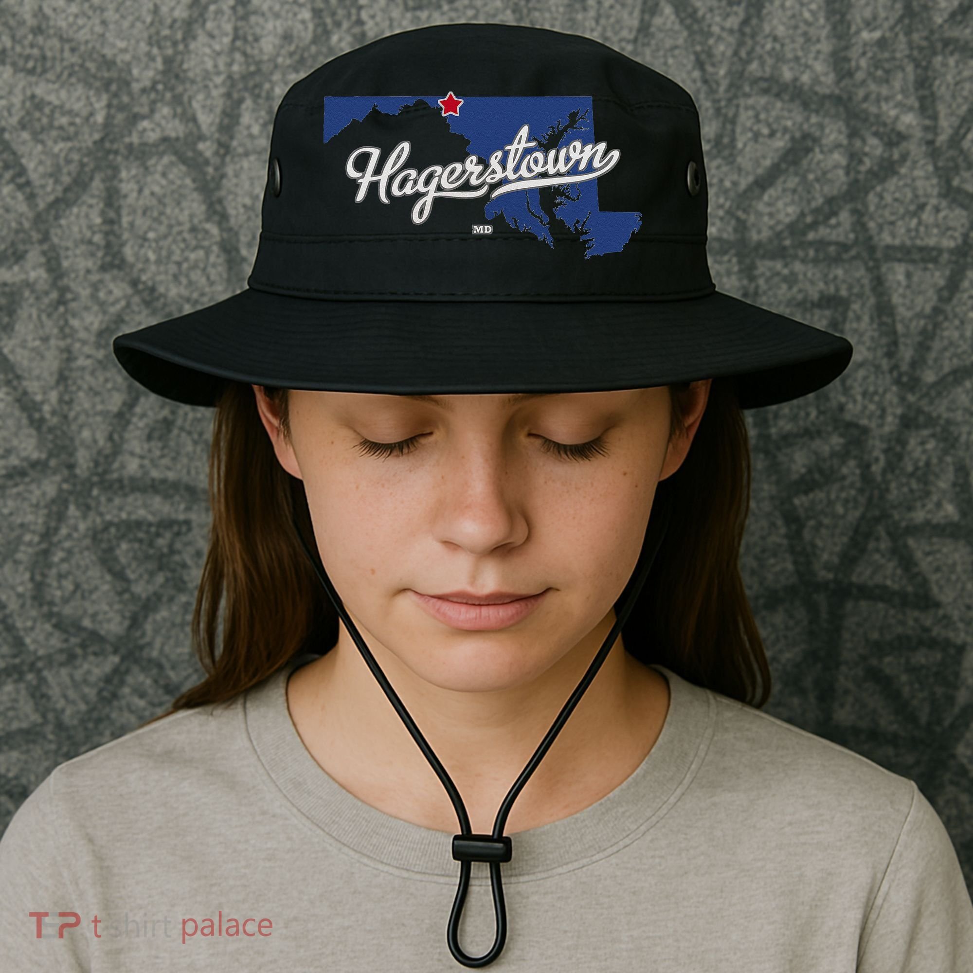 Hagerstown Maryland MD Map Bucket Hat