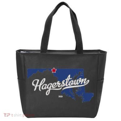 Hagerstown Maryland MD Map Tote Bag