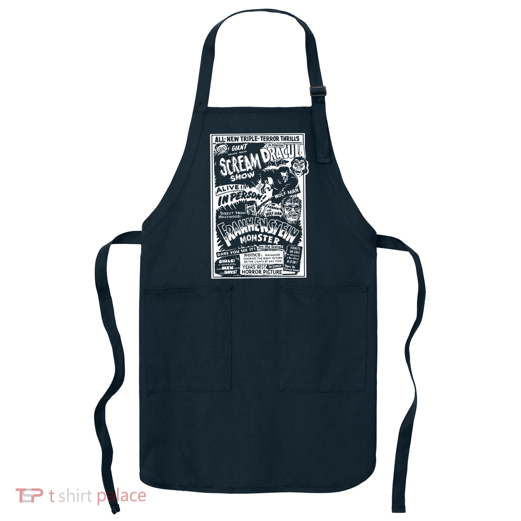 Horror Movie Monsters Mummy Wolfman Dracula Frankenstein Apron