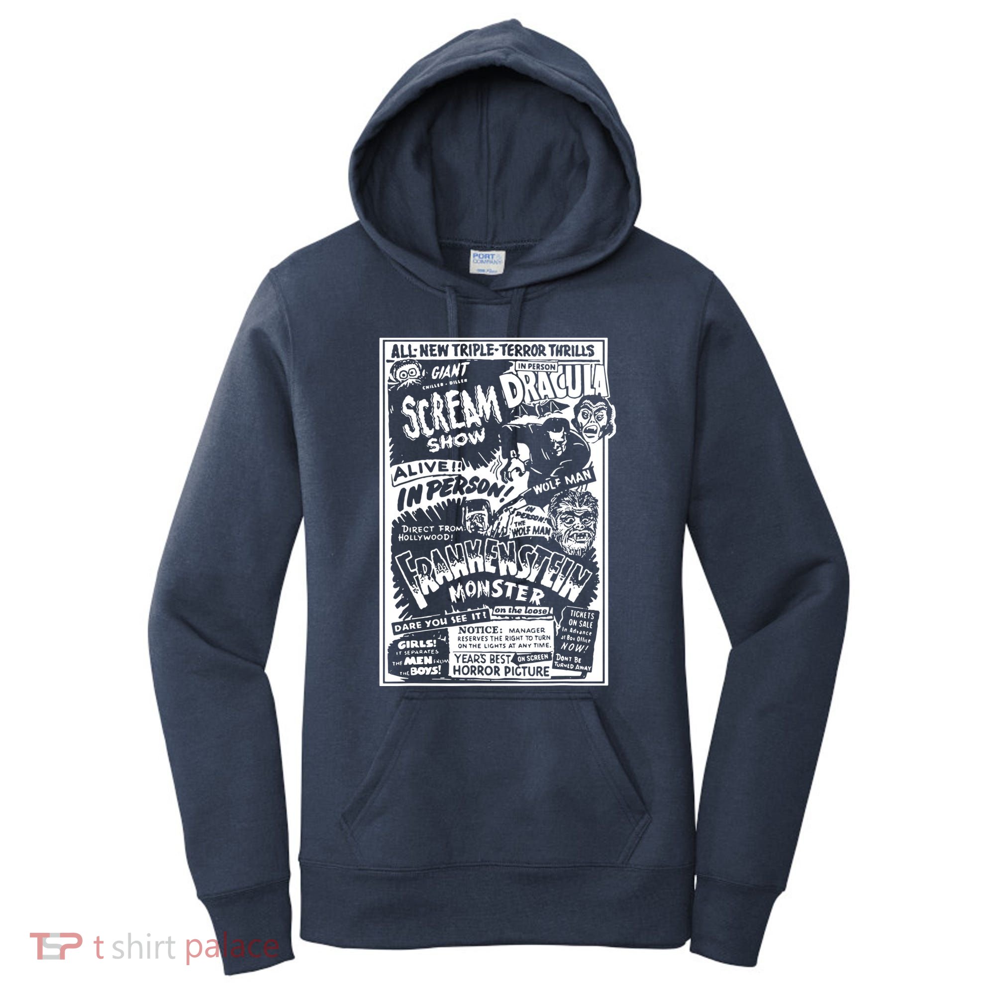 Horror Movie Monsters Mummy Wolfman Dracula Frankenstein Women's Hoodie