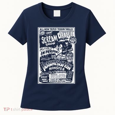 Horror Movie Monsters Mummy Wolfman Dracula Frankenstein Women's T-Shirt