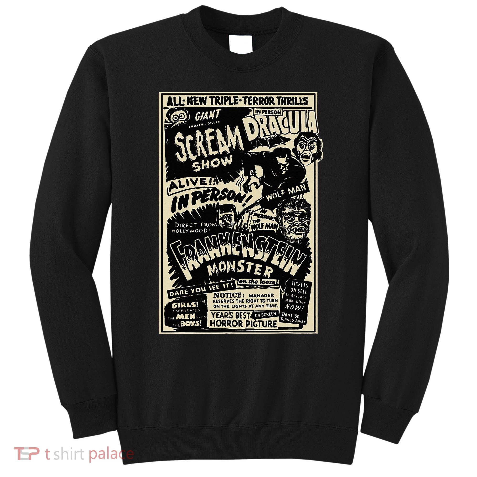 Horror Movie Monster Mummy Dracula Werewolf Frankenstein Sweatshirt